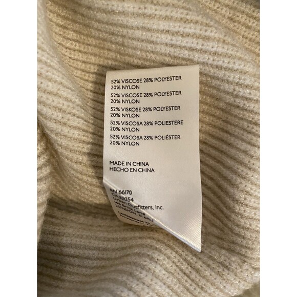 Free People "Saffron" Sweater Size  Small Ivory Puff Sleeve‎ Open Cut Out Back - Picture 9 of 10